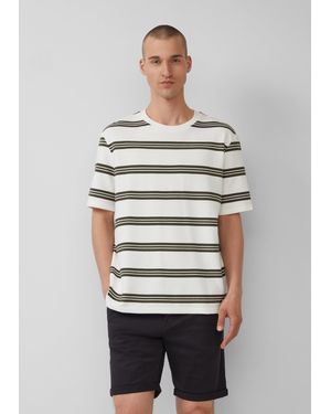 QS Strukturiertes Jersey-T-Shirt mit Streifen - Weiß