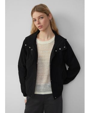 QS Nylon-Jacke mit Kapuze und verstellbarem Saum - Schwarz