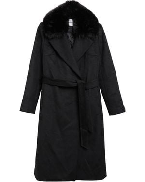 Comma, Mantel Aus Wollmix Mit Abnehmbarem Fake-Fur-Kragen - Schwarz