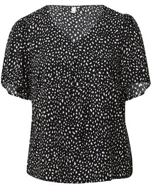 QS Viskose Bluse Mit All-Over-Print - Schwarz