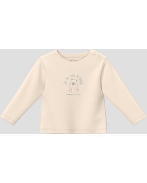 S.oliver Unisex Langarmshirt mit Frontprint - Natur