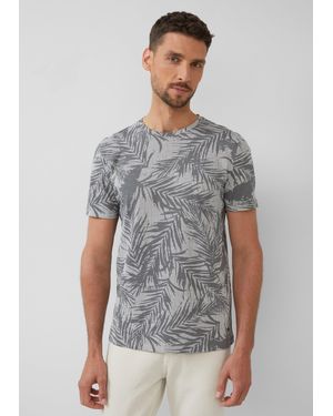S.oliver T-Shirt mit Crew Neck und All-over-Print - Grau
