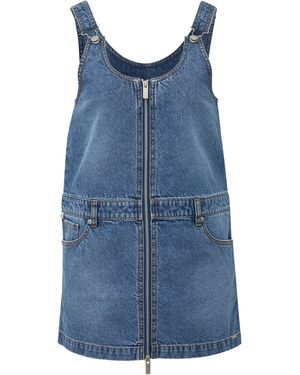 QS Denim-Latzkleid Mit Reißverschluss - Blau