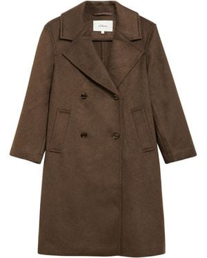 S.oliver Wollmix-Mantel Im Relaxed Fit - Braun