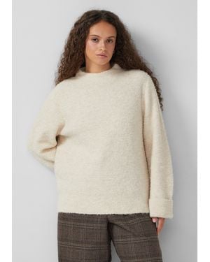 QS Boucle Pullover mit Stehkragen - Natur