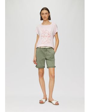 S.oliver Shorts mit geflochtenem Gürtel und Garment Dye - Grün