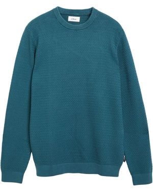S.oliver Strukturierter Pullover Aus 100% Baumwolle - Blau