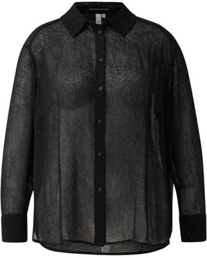 QS Leicht Transparente Bluse Mit Glitzer - Schwarz