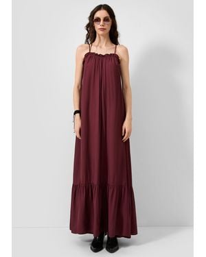 QS Langes Viskosemix-Kleid - Rot