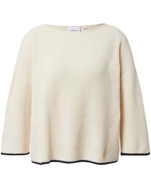 Comma, Pullover Im Boxy Fit Mit Kontrastdetails - Natur