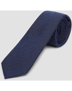 S.oliver Jacquard-Krawatte in Woll-Optik - Blau