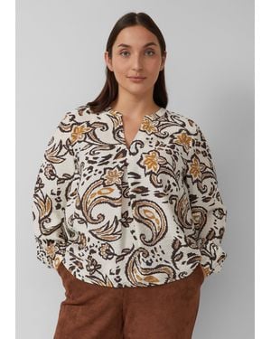 S.oliver Strukturierte Viskosemix-Bluse mit All-over-Print - Grau