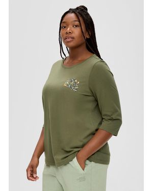 S.oliver Longsleeve mit Flockprint-Detail - Grün