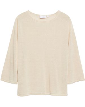 Comma, Leichter Leinenmix-Pullover Mit Rollsaum - Natur