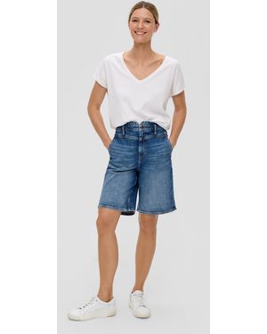 S.oliver Bermuda-Jeans / High Rise / Barrel Leg - Blau