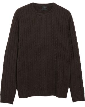S.oliver Weicher Zopfstrickpullover Im Wollmix - Schwarz