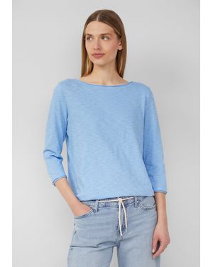 S.oliver Shirt mit Flammgarnstruktur und 3/4-Ärmeln - Blau