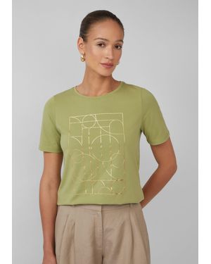 S.oliver Jersey-T-Shirt mit glänzendem Frontprint - Grün