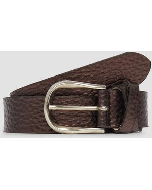 S.oliver Ledergürtel mit Metallic-Oberfläche - Braun