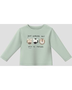 S.oliver Unisex Longsleeve aus Baumwolle mit Applikationen - Grün