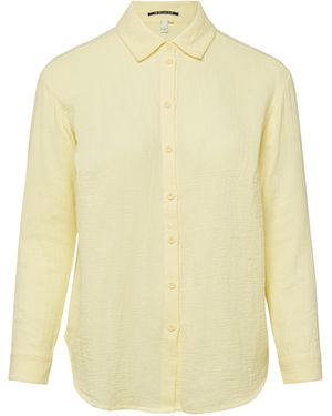 QS Musselin Bluse Mit Überschnittener Schuler - Gelb