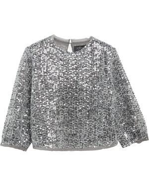 S.oliver Leicht Transparente Bluse Mit Pailletten - Grau