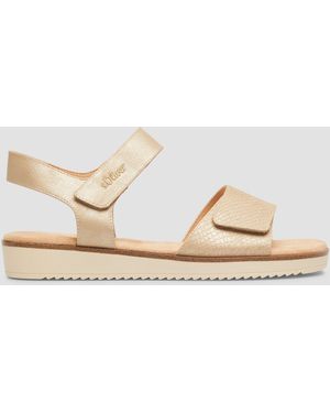 S.oliver Metallic-Sandalen Mit Klettverschluss - Natur