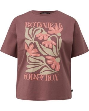QS Baumwollshirt Mit Überschnittener Schulter - Pink
