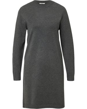 S.oliver Feinstrickkleid Mit Ripp-Detail Am Arm - Grau