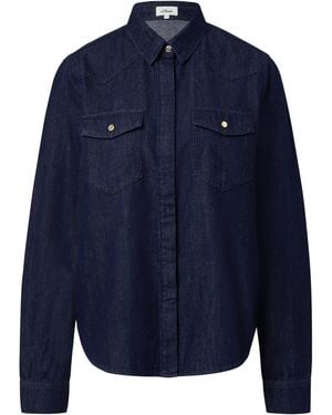 S.oliver Denim-Bluse Mit Verdeckter Knopfleiste - Blau