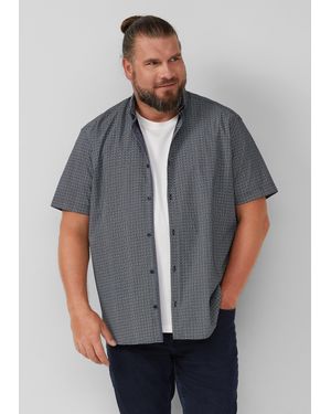 S.oliver Regular Fit: Gemustertes Kurzarmhemd aus Baumwolle mit Button-Down-Kragen - Grau