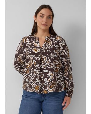 S.oliver Strukturierte Viskosemix-Bluse mit All-over-Print - Blau