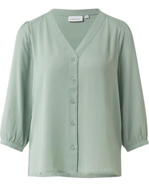 Comma, Luftige Chiffon-Bluse Mit 3/4-Ärmeln Und Raffung - Grün