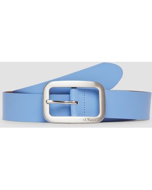 S.oliver Ledergürtel mit quadratischer Schnalle - Blau