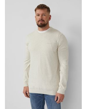 S.oliver Strickpullover Mit Logo-Stickerei - Weiß