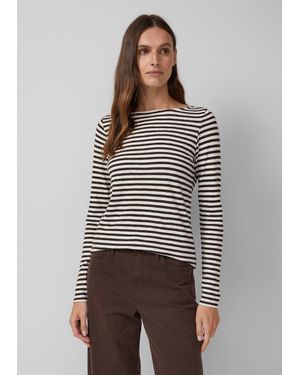 S.oliver Longsleeve in Streifen-Optik mit U-Bootausschnitt - Grau