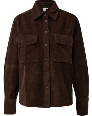 QS Cord-Overshirt Mit Brusttaschen - Braun
