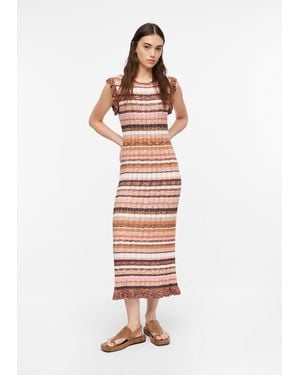 Comma, Midikleid Aus Ajourstrick - Weiß