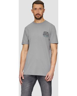 S.oliver Jerseyshirt mit Crew Neck und Frontprint - Grau