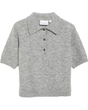 Comma, Strick-Polo Mit Paillettenkragen - Grau