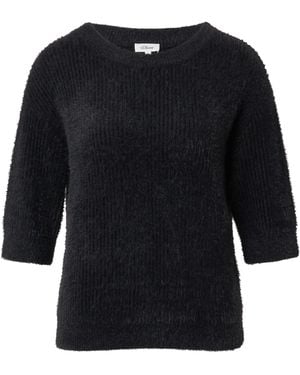 S.oliver Flauschiger Strickpullover Mit Halbem Arm - Schwarz