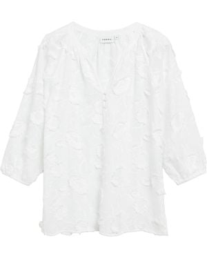 Comma, Tunika-Bluse Mit Floraler All-Over-Stickerei - Weiß