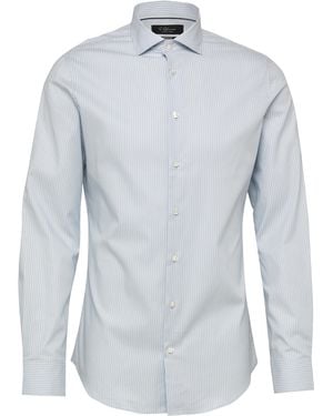 S.oliver Tailored Fit: Elastisches Business-Hemd Mit Haikragen - Blau