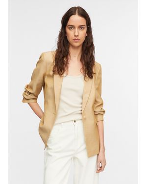 Comma, Blazer Aus Leinenmix Mit Gerafftem Ärmel - Weiß