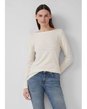 S.oliver Lässiges Langarmshirt mit U-Boot-Ausschnitt - Weiß