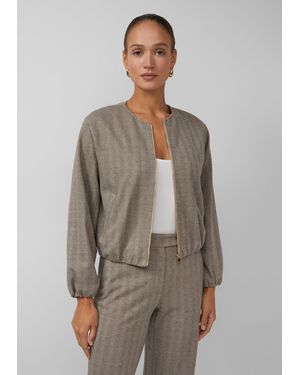 S.oliver Blouson mit Fischgratmuster und elastischem Saum - Braun