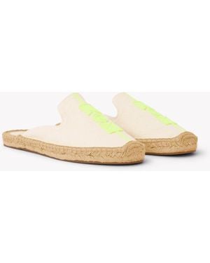 Soludos Smoking Mule Espadrille | Embroidery | Molyan Neon Yellow - Natural Undyed - White