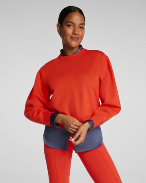 Spanx Ponte Crewneck Long Sleeve Top - Red