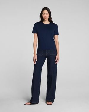 Spanx Shape Authentic 360 Mid-Rise Easy Flare Jeans With Patch Pockets, Marina - Blue