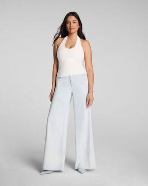 Spanx Supersmooth Authentic 360 Lightweight Super Wide Leg Jeans, Breeze - White